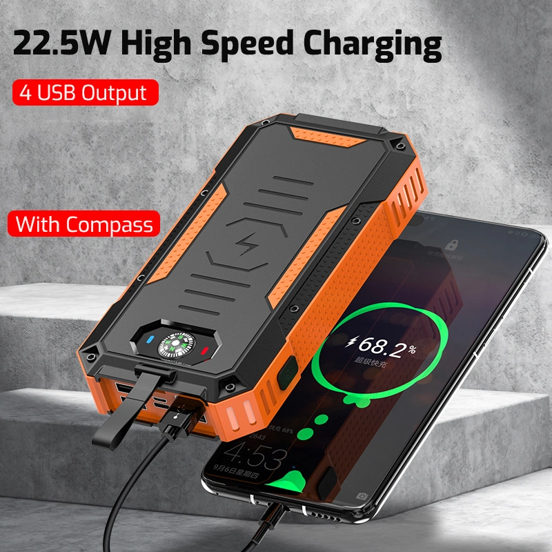 High Capacity 30000mAh Battery Charger Portable Wireless Solar Power Bank