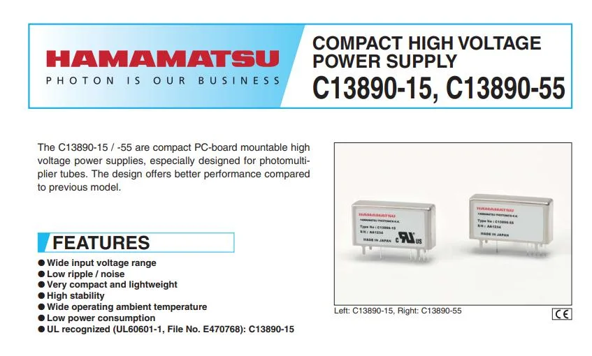 Photomultiplier Tube Module of Hamamatsu H10720 (P) -20/110/113/210/01/04 Photosensor Modules in Stock