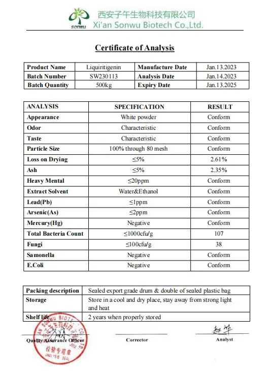 Sonwu Supply Purity 99% Liquiritigenin CAS 578-86-9