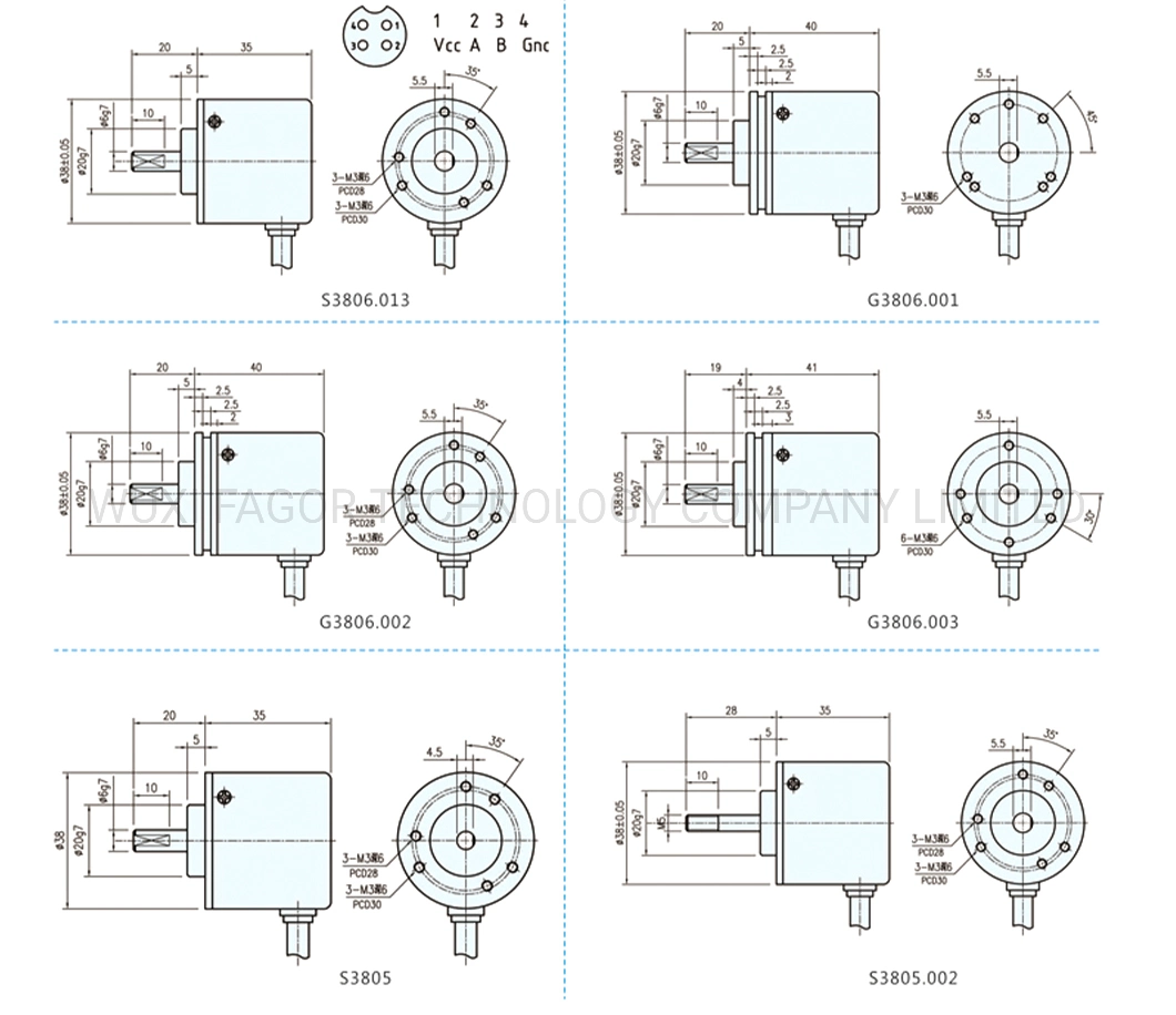 Whole Sales Incremental 38mm Magnetic S38 / S50 Solid Shaft Rotary Encoder