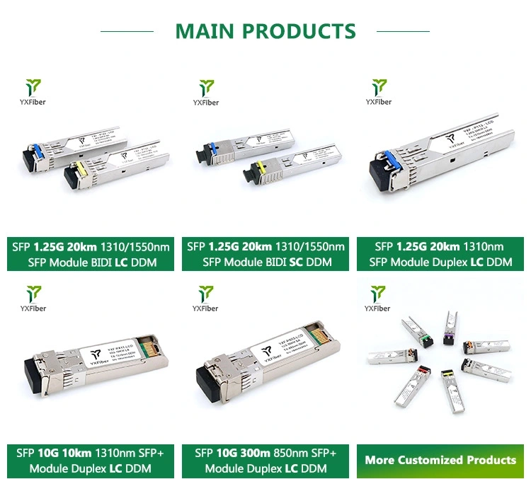 Compatibility SFP+ 10g Bidi 20km 1270/1330nm Single Fiber Single Mode LC Ddm SFP Factory