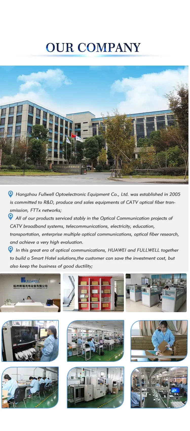 Fullwell Factory Price 1550nm External Modulation Optical Transmitter for FTTX and Hfc