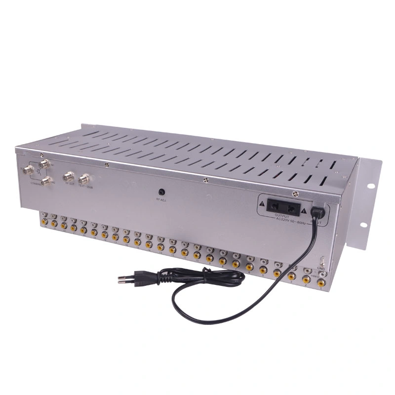 24 Ways Fixed Channel CATV RF Analog Modulator Built-in Combiner for Hfc Network