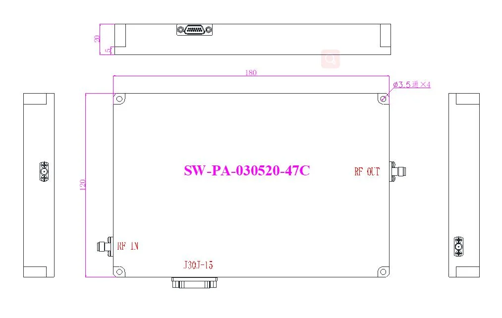 P Band 30MHz~520MHz 50 W RF Power Amplifier Professional Power Amplifier