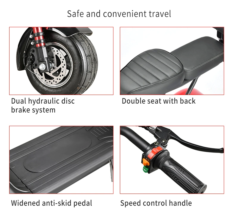 Adult Two Wheel 800W Electric Mini Two Seat Bike Citycoco Scooter