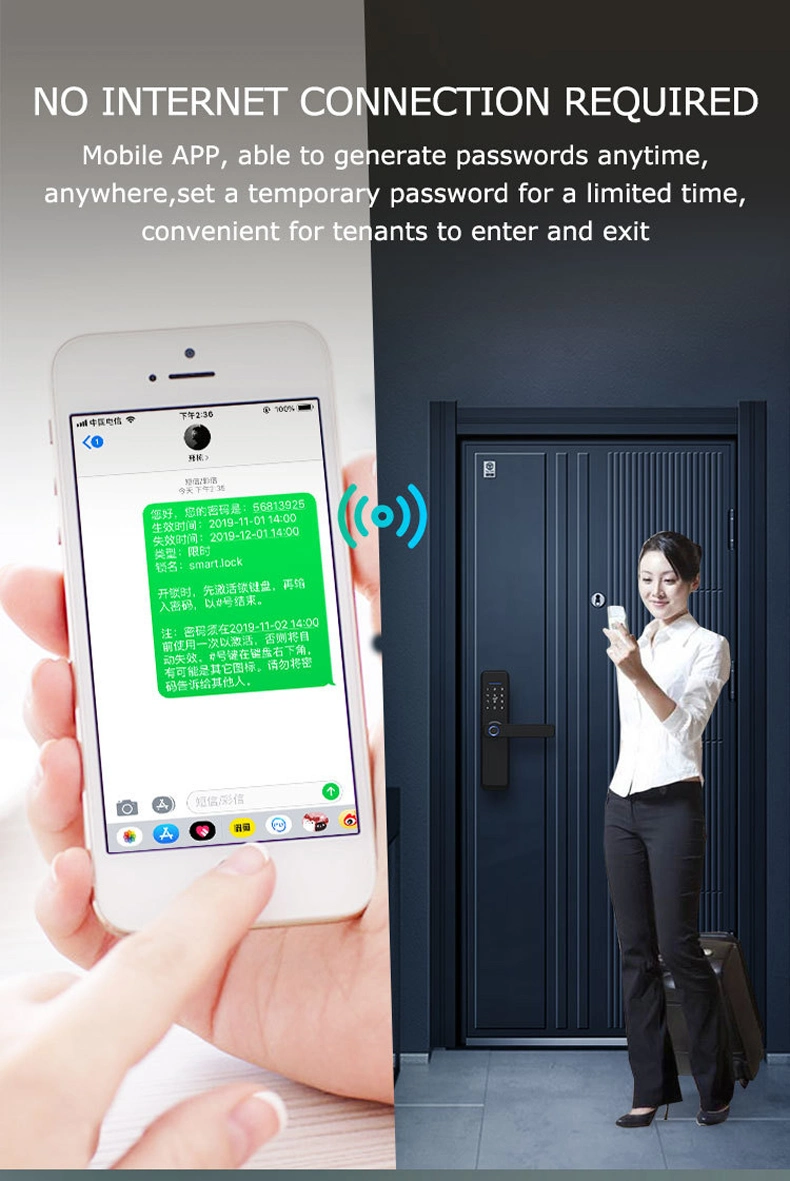 Home Smart Digital Code Electric Ttlock APP with Mechanical Key