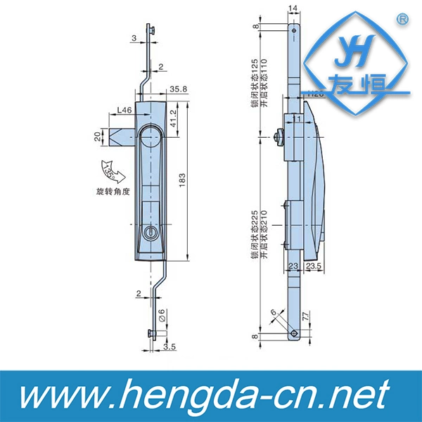 Zinc Die-Casting Rod Control Lock Three Point Lock for Cabinet (YH9515)