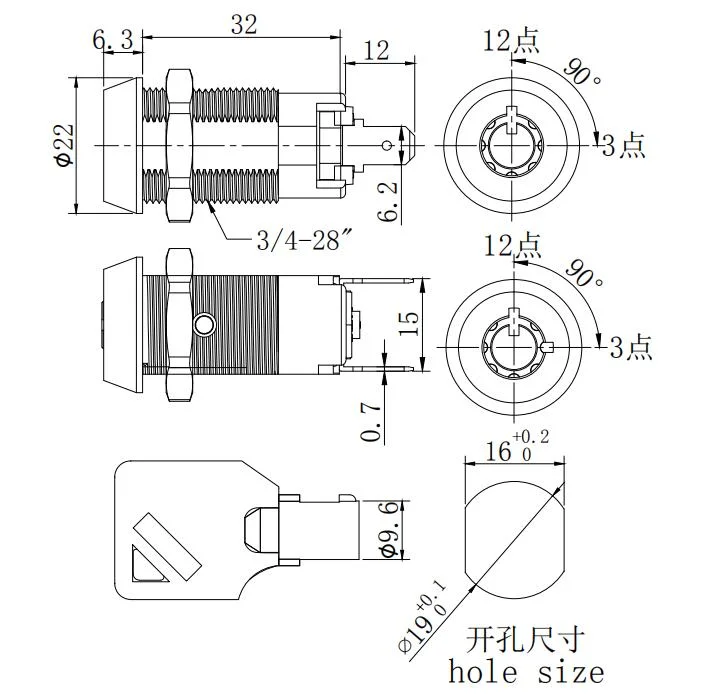 Security Euro Cylinder Key switch Code Combination 2 Door Cabinet Lock