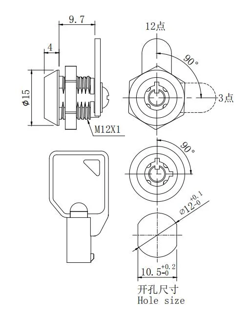 Security Manufacturer Door Cam Lock Cylinder with Key