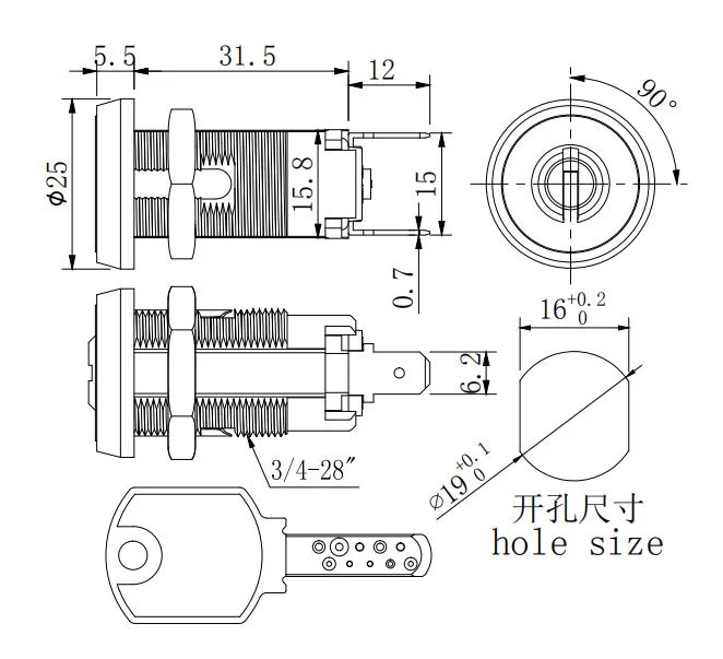 Security Euro Cylinder Key switch Code Combination 2 Door Cabinet Lock