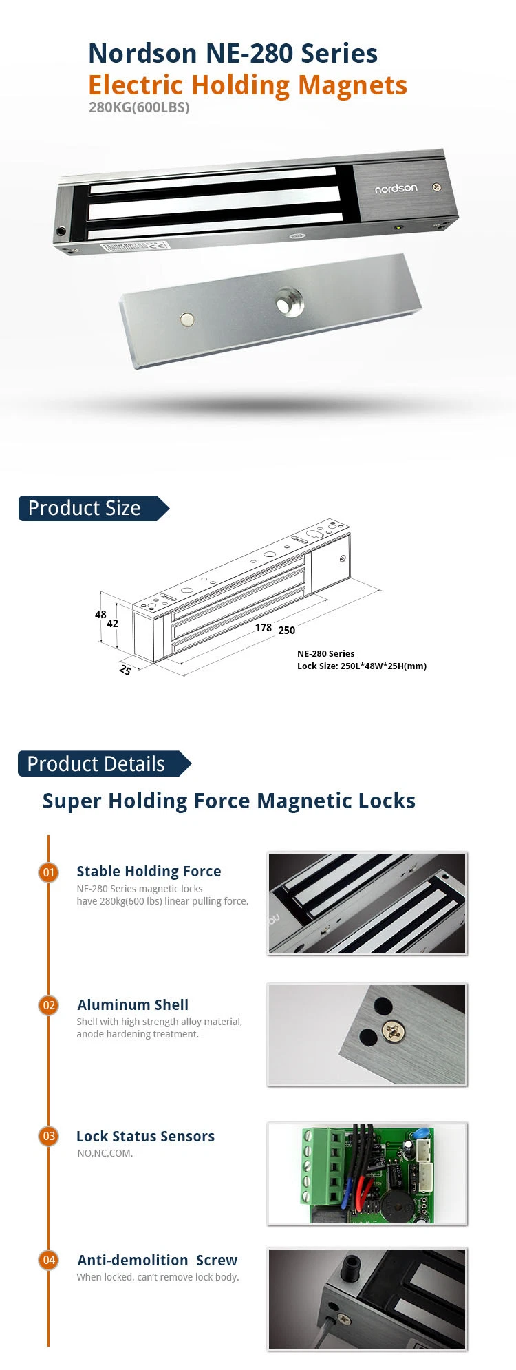 280kg 600lbs 12V Glass Door Lock System Gate Lock Electromagnetic Door Lock with Signal Buzzer Electric Magnetic Lock