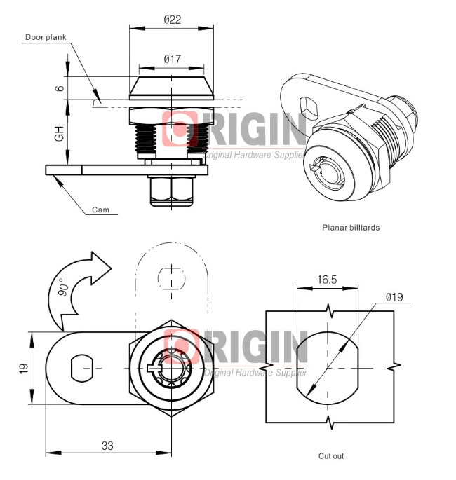 Ms409 Tubular Round Heard Cabinet Cam Lock