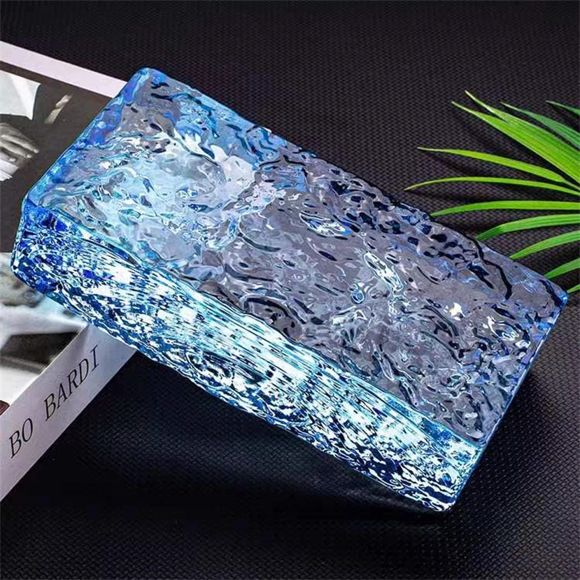 Hot Selling Hotel Interior Decoration Colorful Embossed Brick Glass Block