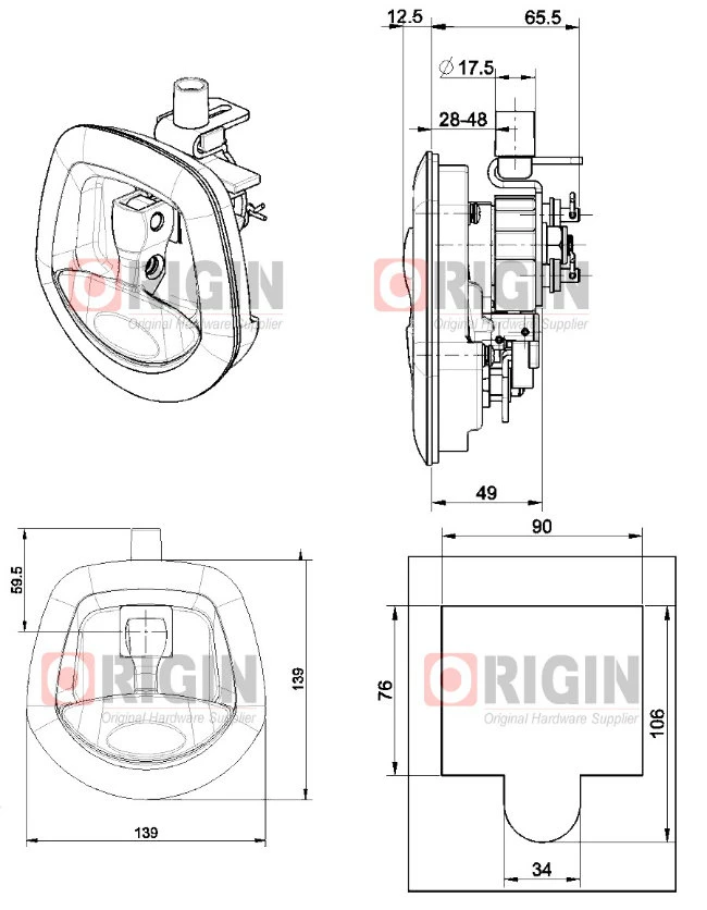 Black/Chrome/White Whale Tail Truck Tool/Trailer Box Compression Lock