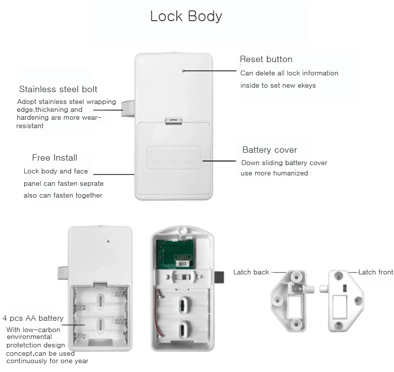 Gym SPA Magnetic RFID Electronic Cabinet Door Lock with Bracelet Master Card Key