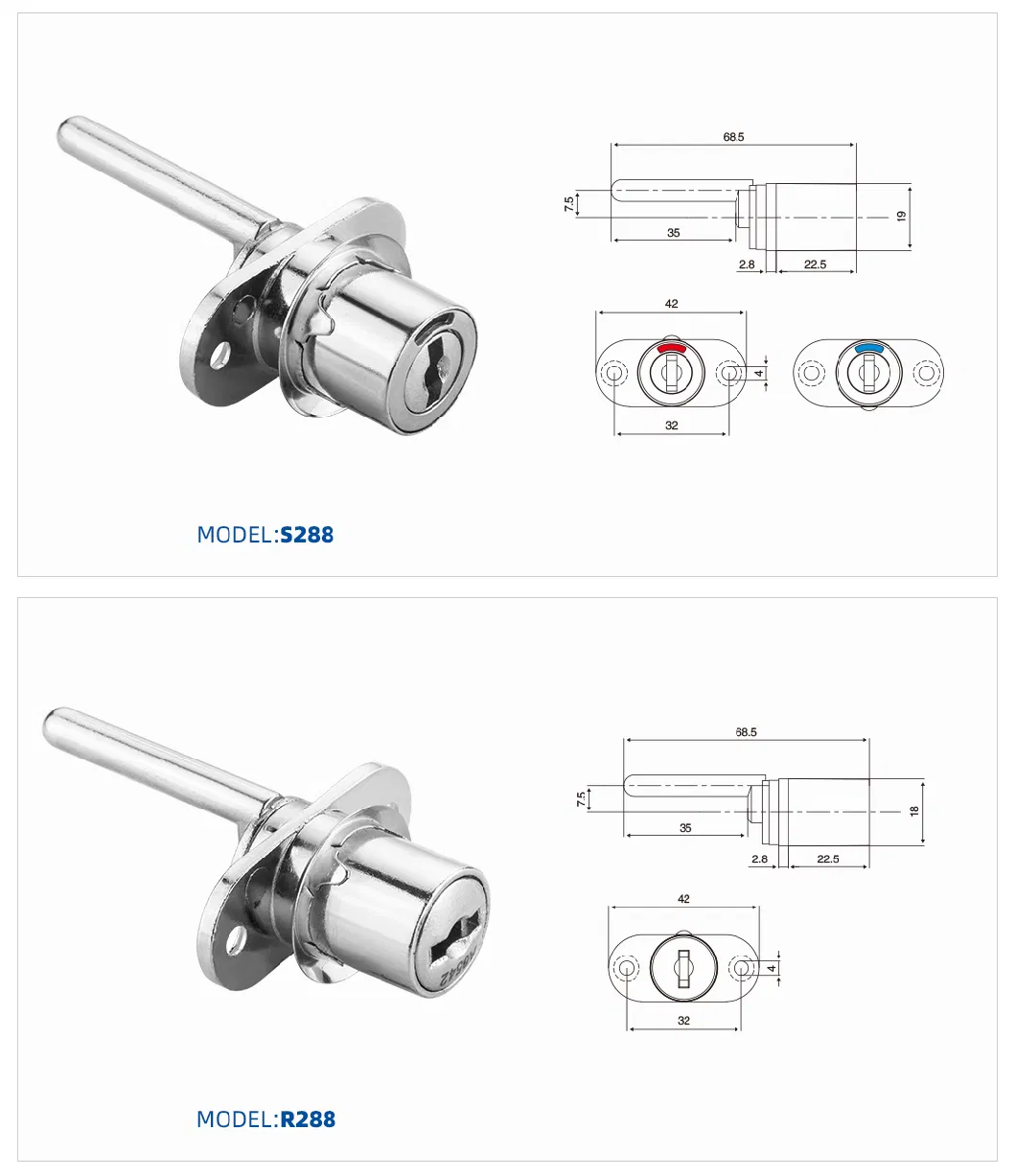 R288 Zinc Alloy Central Drawer Lock for Office Cabinet Drawer with Computer Key Managing Function