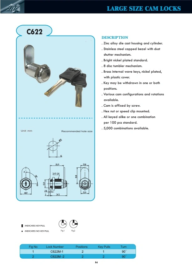 High Security Cylinder Mailbox Cam Lock