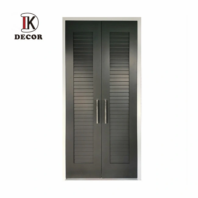 Chinese Manufacturer Wooden Closet Doors Black Wardrobe Swing Louvered Door