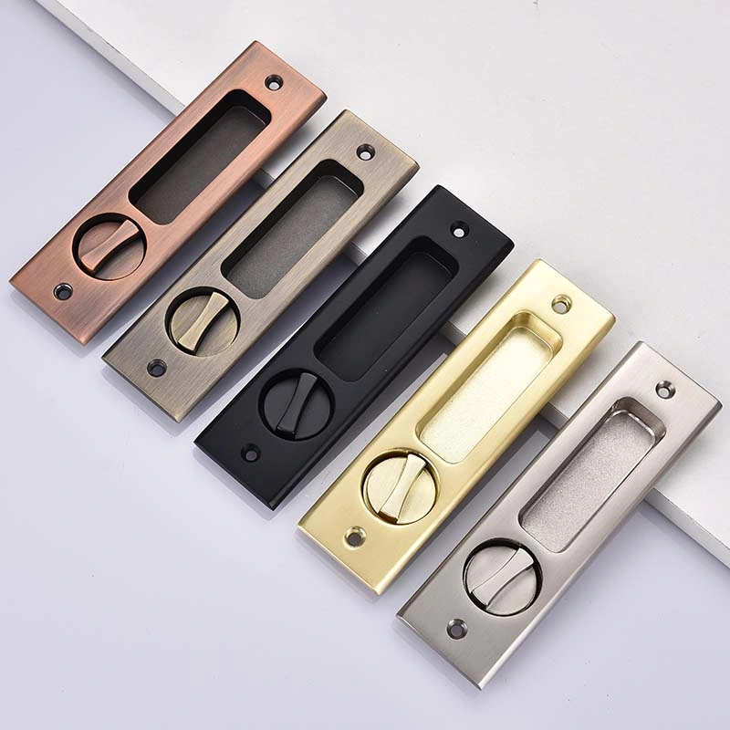 Zinc Alloy Folding Door Bathroom Concealed Embedded Square Sliding Door Lock