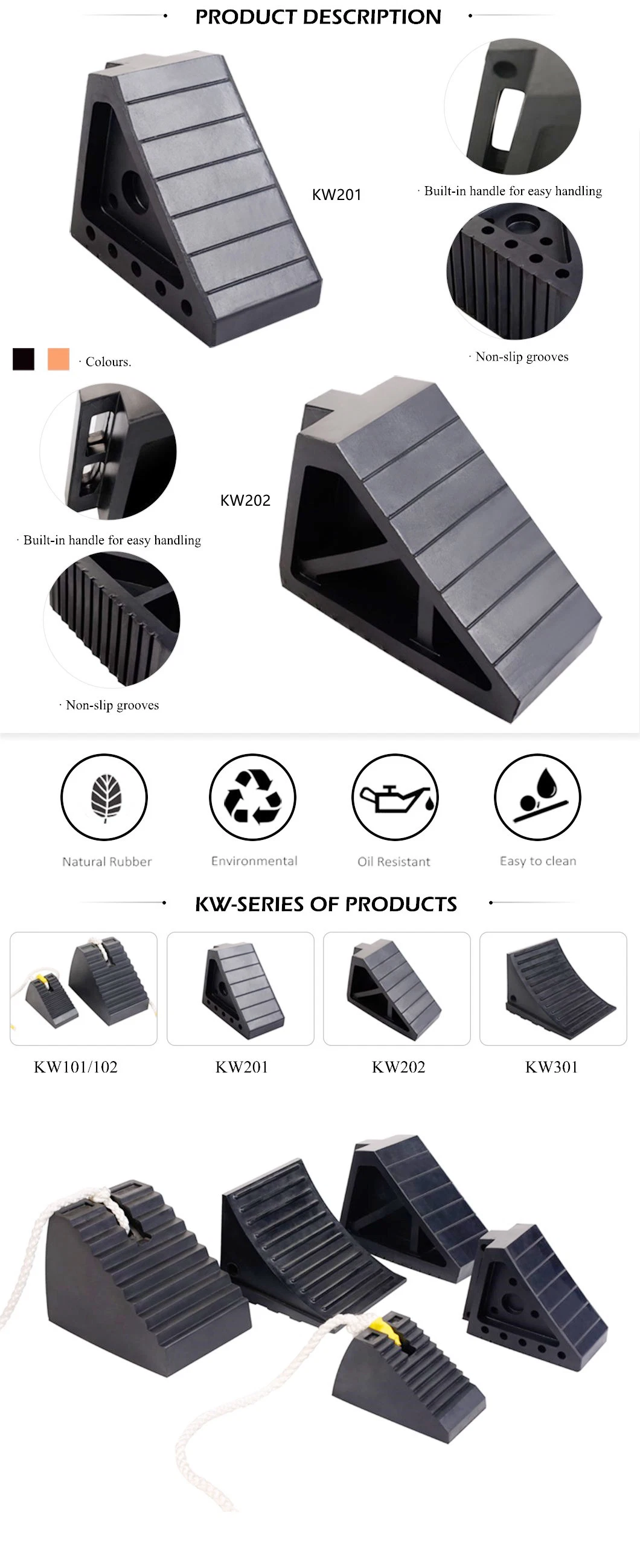 2022 New Design Small Truck Rubber Wheel Chock Block with Handle