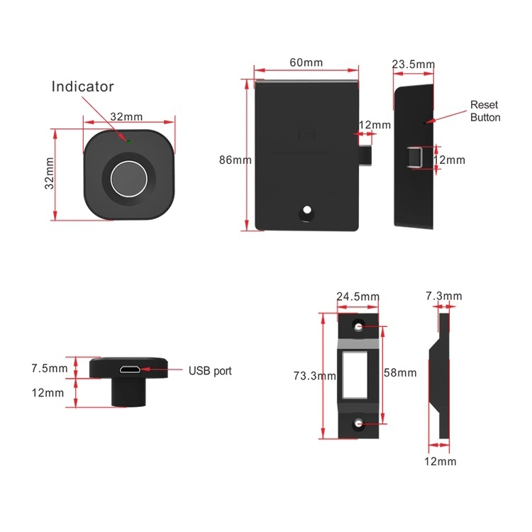 Safe Fingerprint Digital Furniture Cabinet Drawer Electric Smart Lock