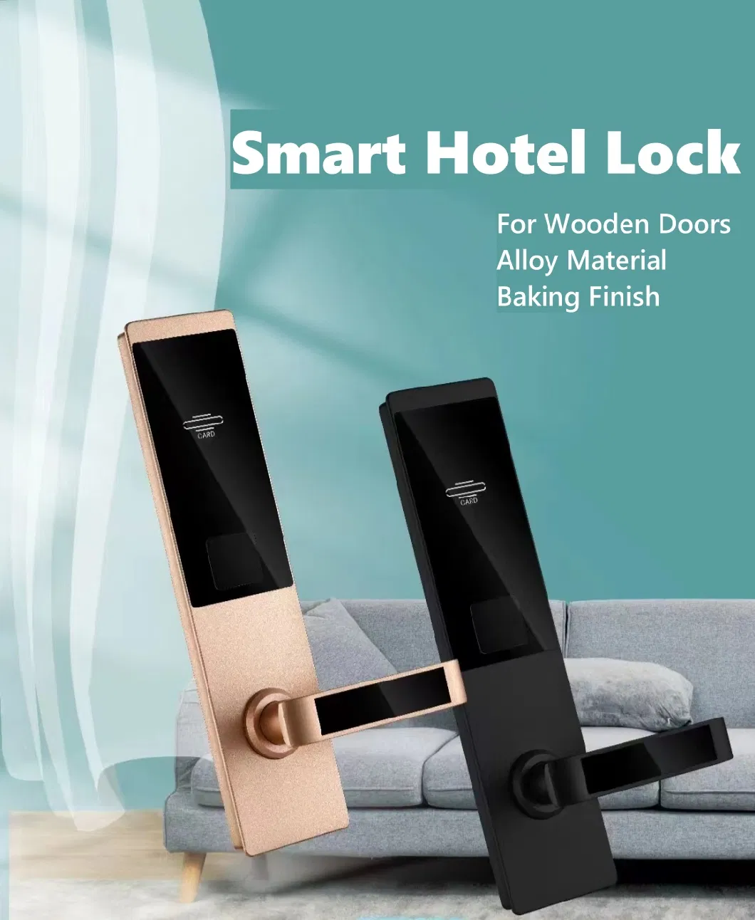 Electronic Key Card Reader Door Smart Lock for Hotel/Apartment with Free Software