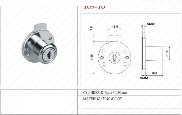 Rond Drawer Lock, Drawer Lock, Furniture Lockal-610s-40