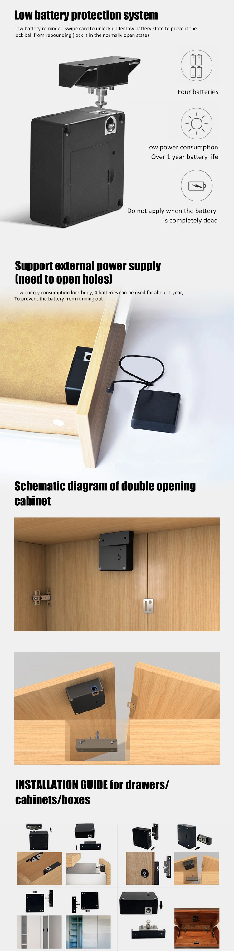 Exquisite Structure Intelligent Lock Fingerprint Locks for Cabinet and Furniture Ttlock APP