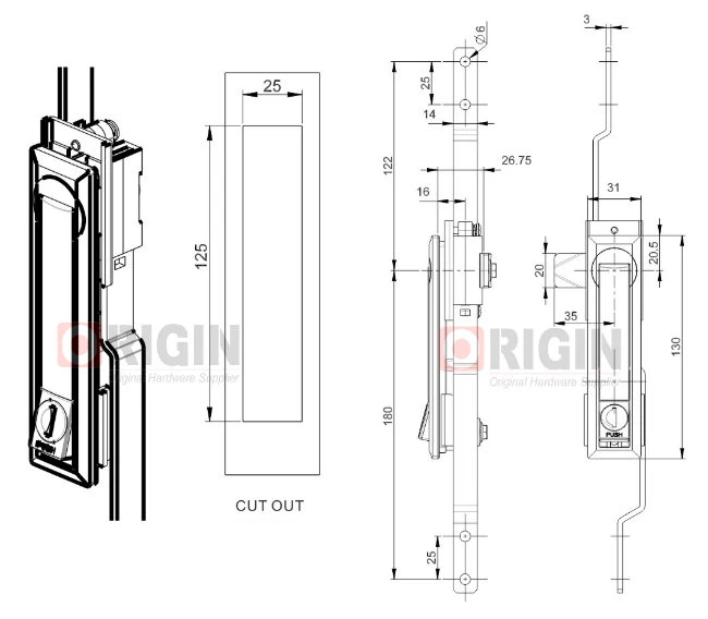 Ms731 Flush Multipoint Swing Handle Rod Control Cabinet Lock