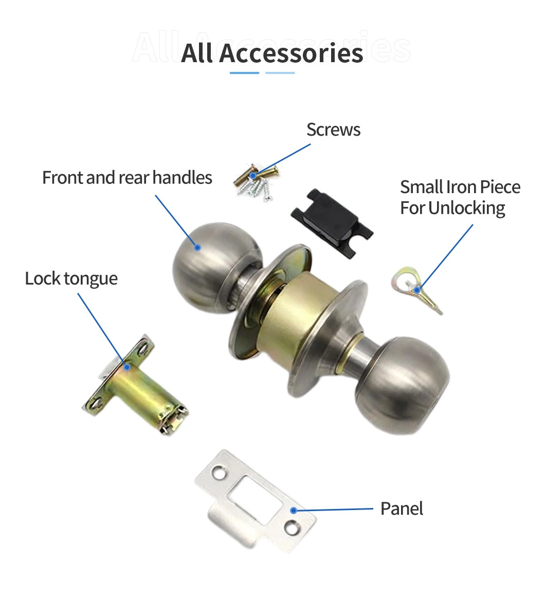 ANSI Grade 3 Keyed Entry Tubular Brass Cylinder Round Knob Door Lock