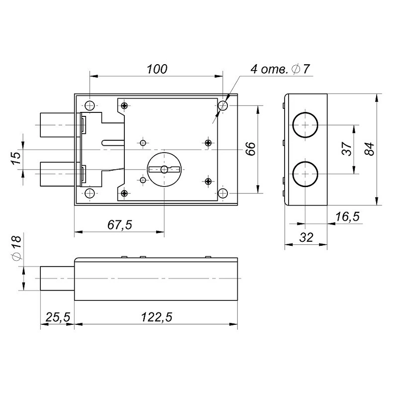 8 Lever Mechanical Key Safe Lock with 2 Double Bit Key