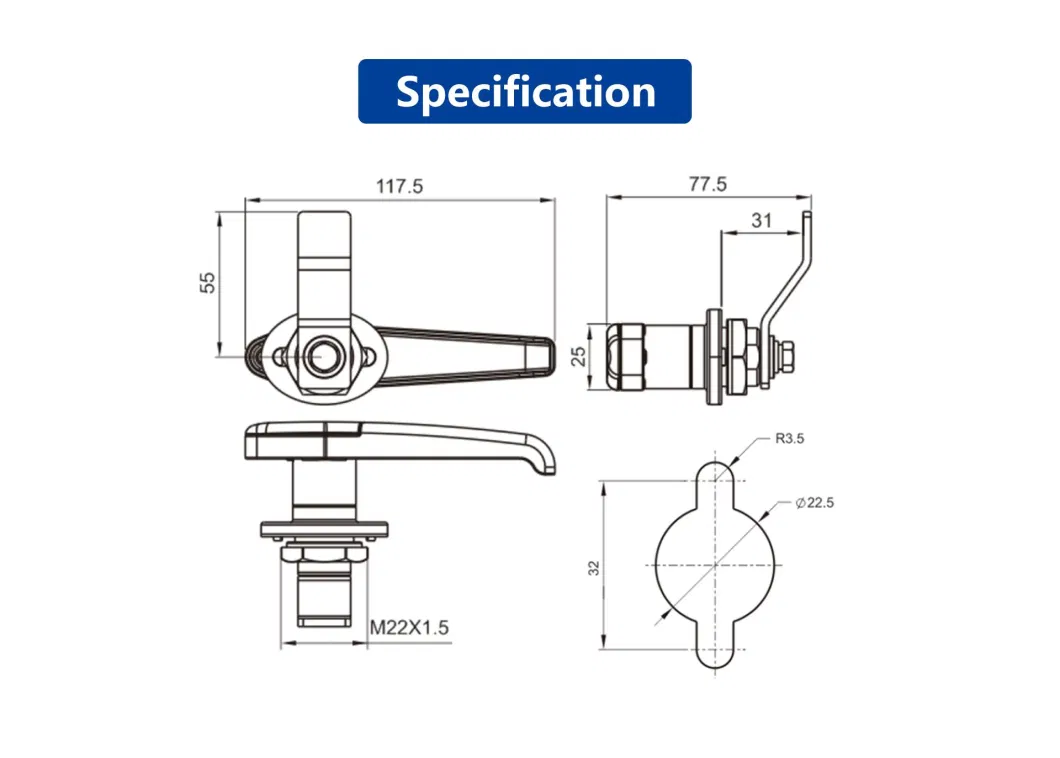 High Security Anti-Theft Intelligent Cabinet Handle Lock with Master Key for Machines