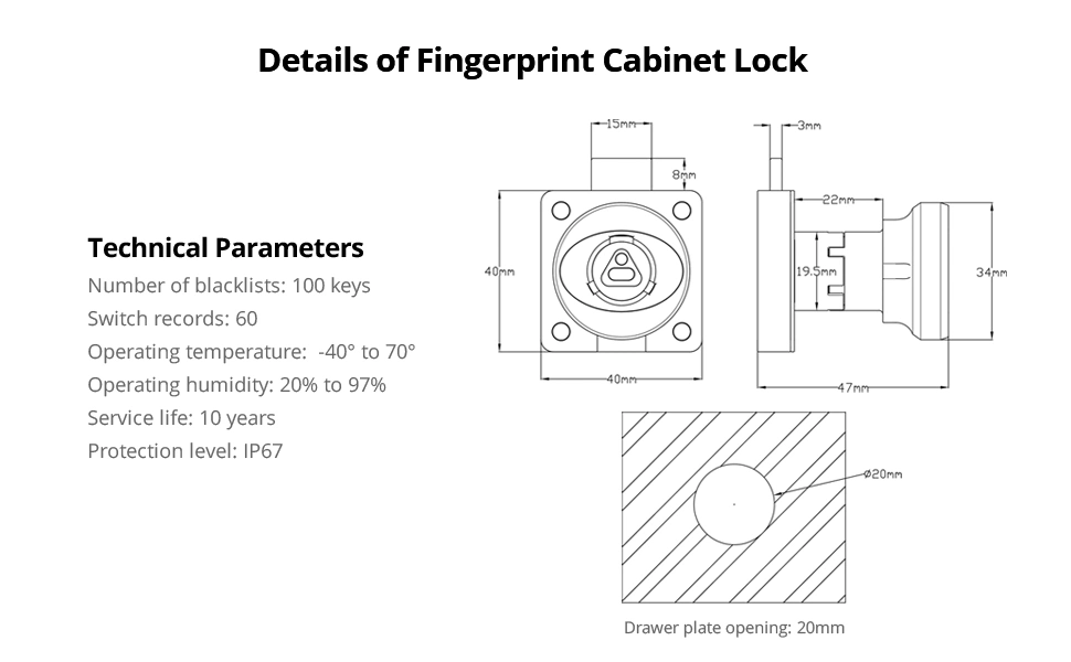 Cabinet Lock Without Wiring or Power Controlled by Master Key &amp; Software