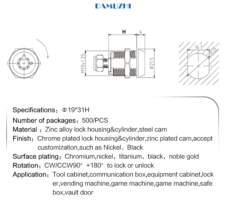 Game Machine Lock Vending Machine Lock Tubular Cam Lock