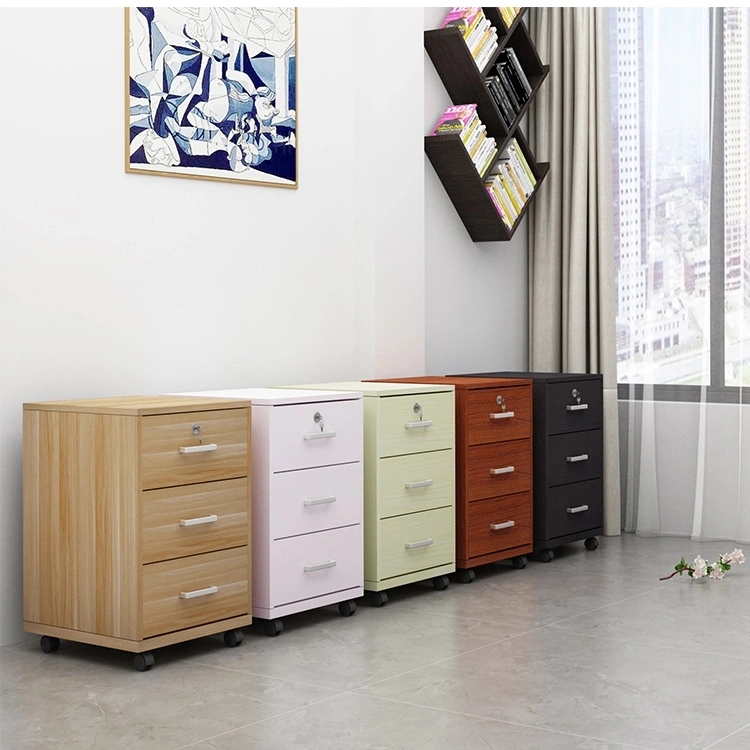 Living Room Cabinets Panel Side Cabinet Mobile File Cabinet Movable Storage Cabinet with Lock Three Drawers