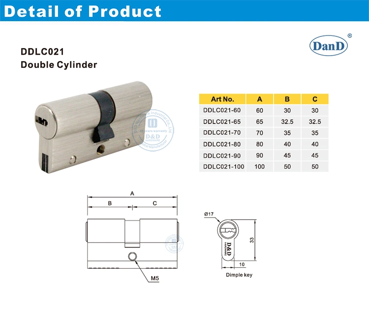 High Security Durable Double Open Door Lock Cylinder Lock