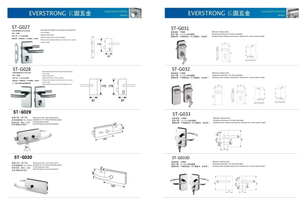 Round Aluminum Anodized Commercial Wall to Glass Door Handle Lock with Cylinder