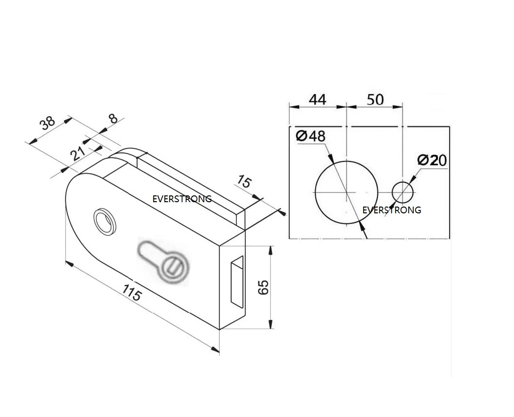 Round Aluminum Anodized Commercial Wall to Glass Door Handle Lock with Cylinder