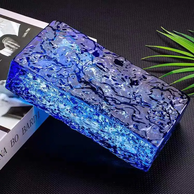 Hot Selling Hotel Interior Decoration Colorful Embossed Brick Glass Block