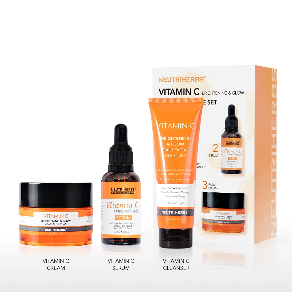 OEM Wholesale Cosmetics Face Skincare Brightening Moisturizing Whitening Vitamin C Face Skincare Set