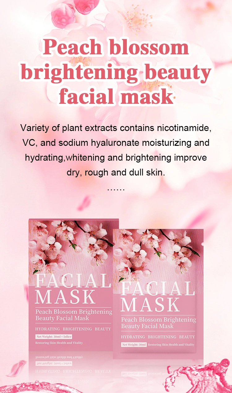 Wholesale Face Care Peach Blossom Brightening Hydrating Beauty Facial Mask for Lady