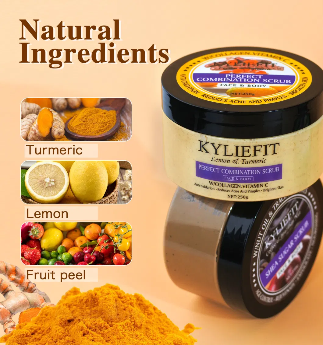 Kyliefit 4 Color Salt Whitening Exfoliating Skin Care Fruit Base Facial Body Wash Scrub Cream