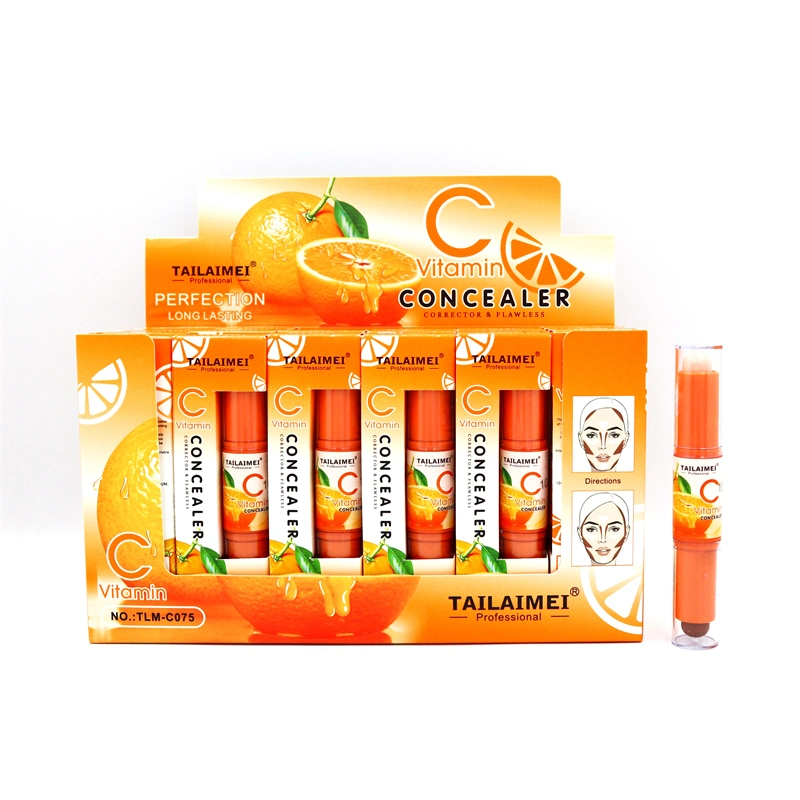 Tlm Vitamin C Makeup Two-Headed Color Corrector Concealer OEM Contour Foundation Stick Long Lasting Highlighter Concealer Pencil