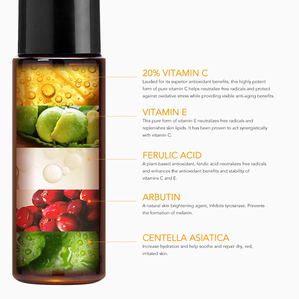 Private Label Skin Tightening Lightening Brightening 20% Facial Vitamin C Serum