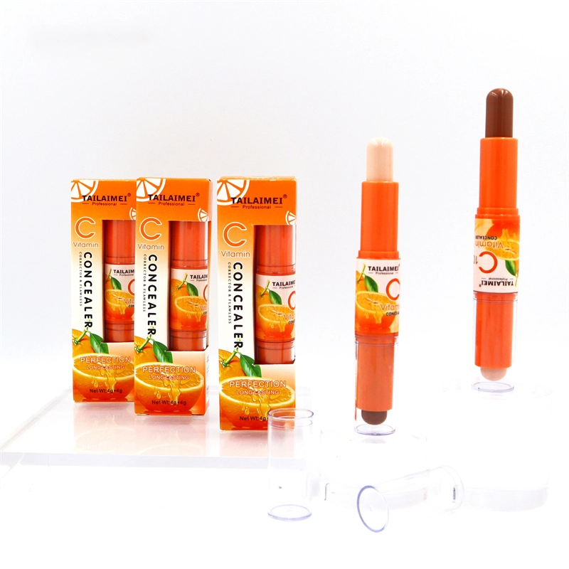 Tlm Vitamin C Makeup Two-Headed Color Corrector Concealer OEM Contour Foundation Stick Long Lasting Highlighter Concealer Pencil