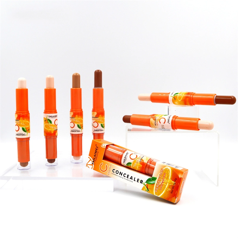 Tlm Vitamin C Makeup Two-Headed Color Corrector Concealer OEM Contour Foundation Stick Long Lasting Highlighter Concealer Pencil