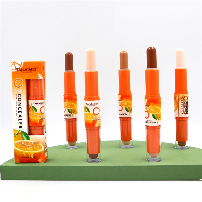 Tlm Vitamin C Makeup Two-Headed Color Corrector Concealer OEM Contour Foundation Stick Long Lasting Highlighter Concealer Pencil