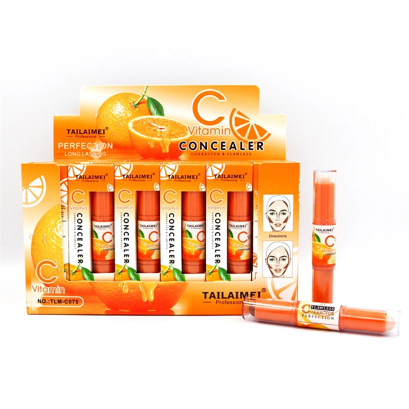 Tlm Vitamin C Makeup Two-Headed Color Corrector Concealer OEM Contour Foundation Stick Long Lasting Highlighter Concealer Pencil