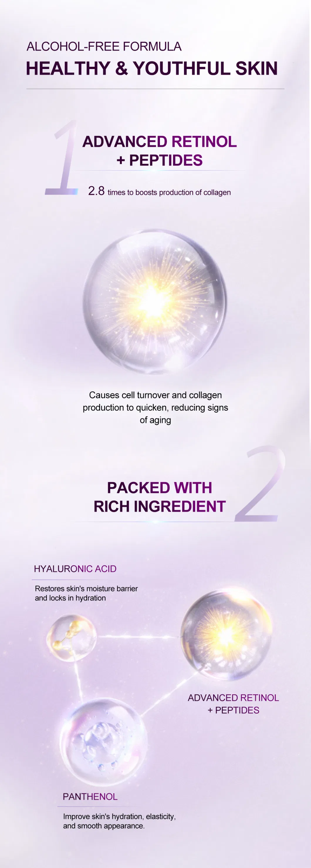 Hot Selling Retinol Skincare Anti-Aging Moisturizing Toner