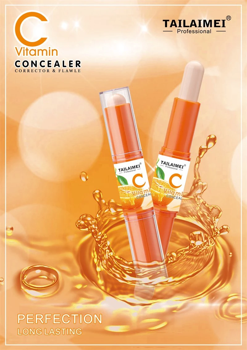 Tlm Vitamin C Makeup Two-Headed Color Corrector Concealer OEM Contour Foundation Stick Long Lasting Highlighter Concealer Pencil